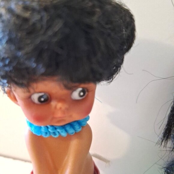 Hawaiian Rubber 5" Hula Boy Girl Dolls Hong Kong Grass Skirt Souvenir - Picture 11 of 11